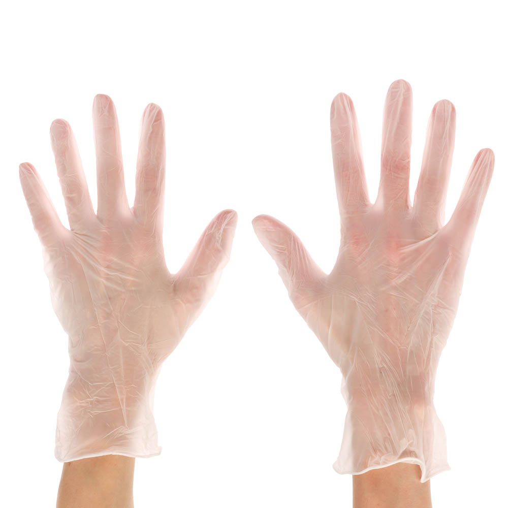 Перчатки универсальные ViniMax виниловые неопудренные гладкие белые 100шт (50пар) р.M - #1