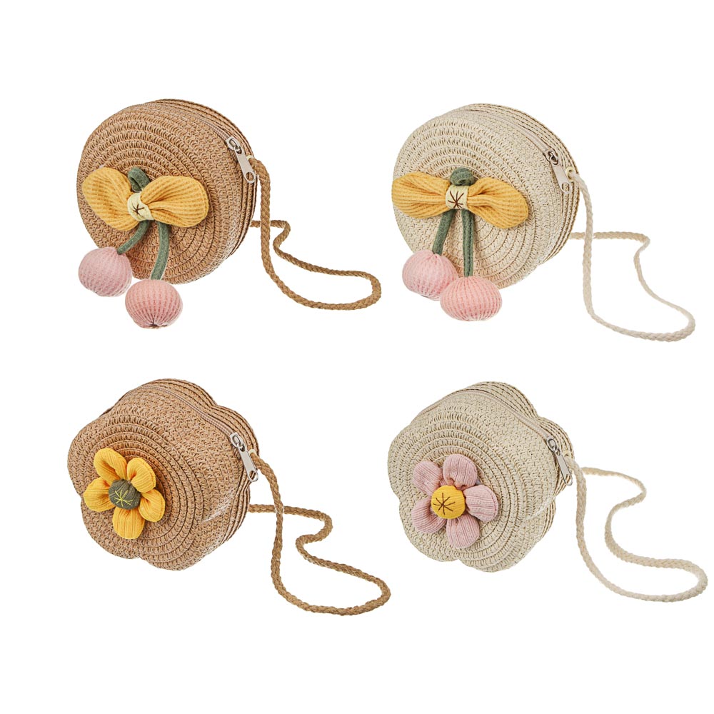 Сумка плетенная с декором на длинном ремне, тм ЮL, 11-12x6 см, папирус, полиэстер - #1