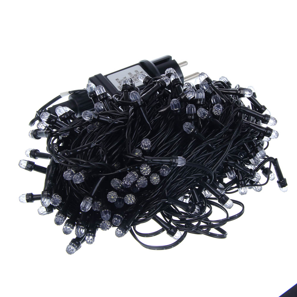 СНОУ БУМ Гирлянда эл. вьюн 20м, 200LED, "Алмазная" насадка, белый, 8 режимов, ПВХ черный, 220В - #2