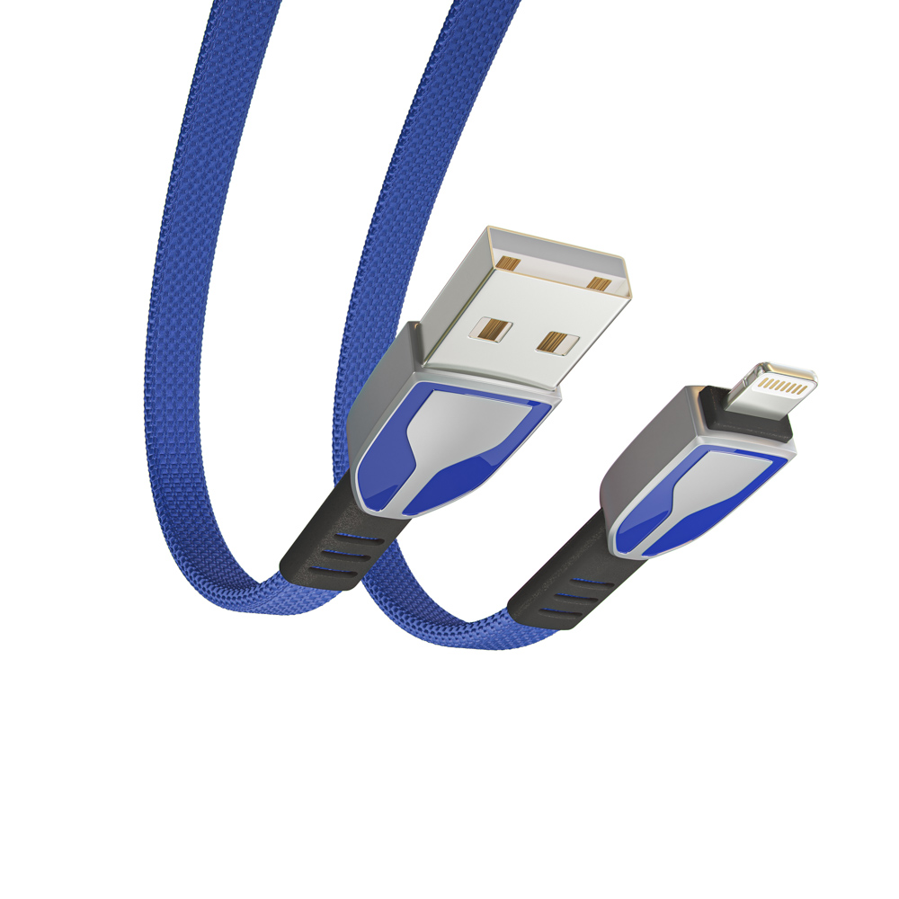 BY Кабель для зарядки Графика iP, 2.4А, 1м, Быстрая зарядка, штекер металл, синий - #5