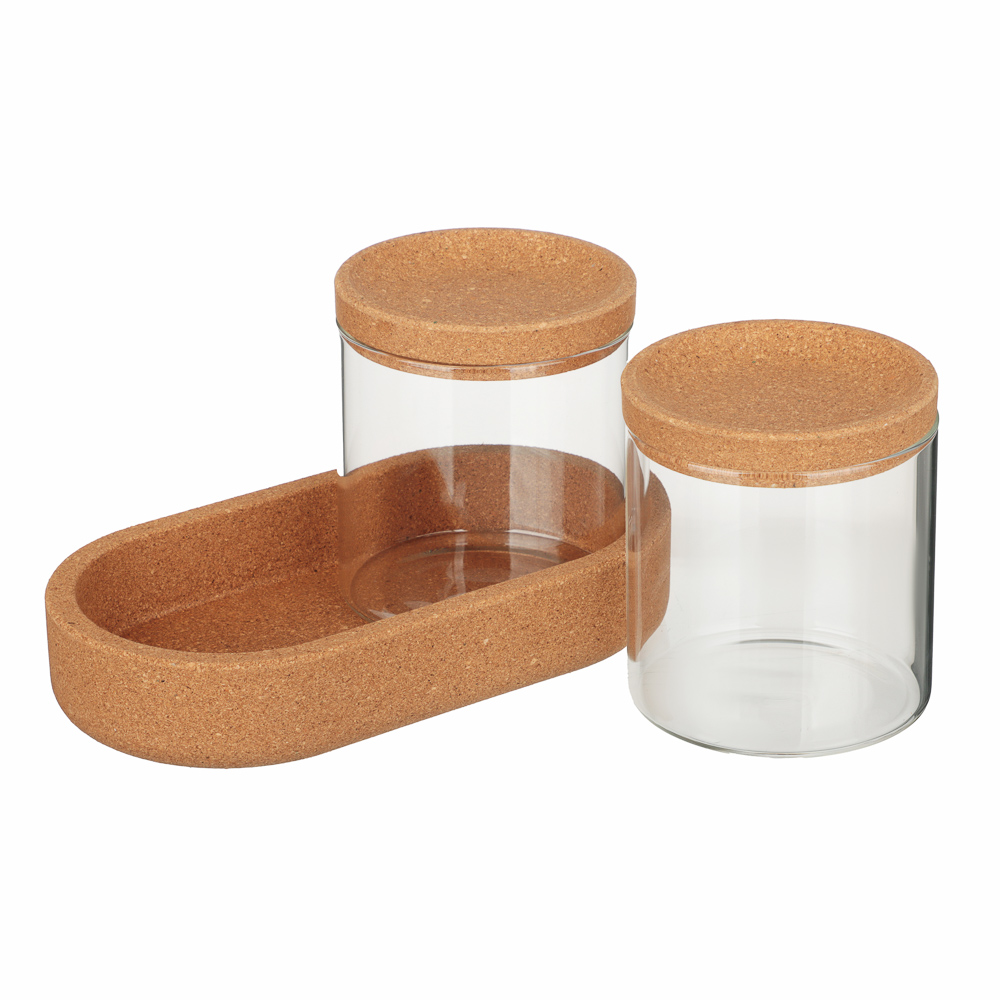 VETTA ЭКО Набор банок для хранения, 2шт., 300мл, 18х9,6х10см, стекло, пробка - #2