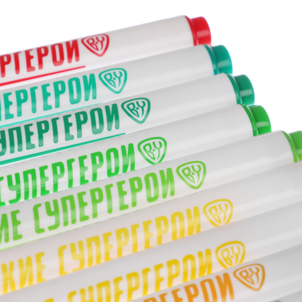 BY Русские Супергерои Фломастеры, 50цветов, большие, смываемые, пласт.бокс - подставка - #9