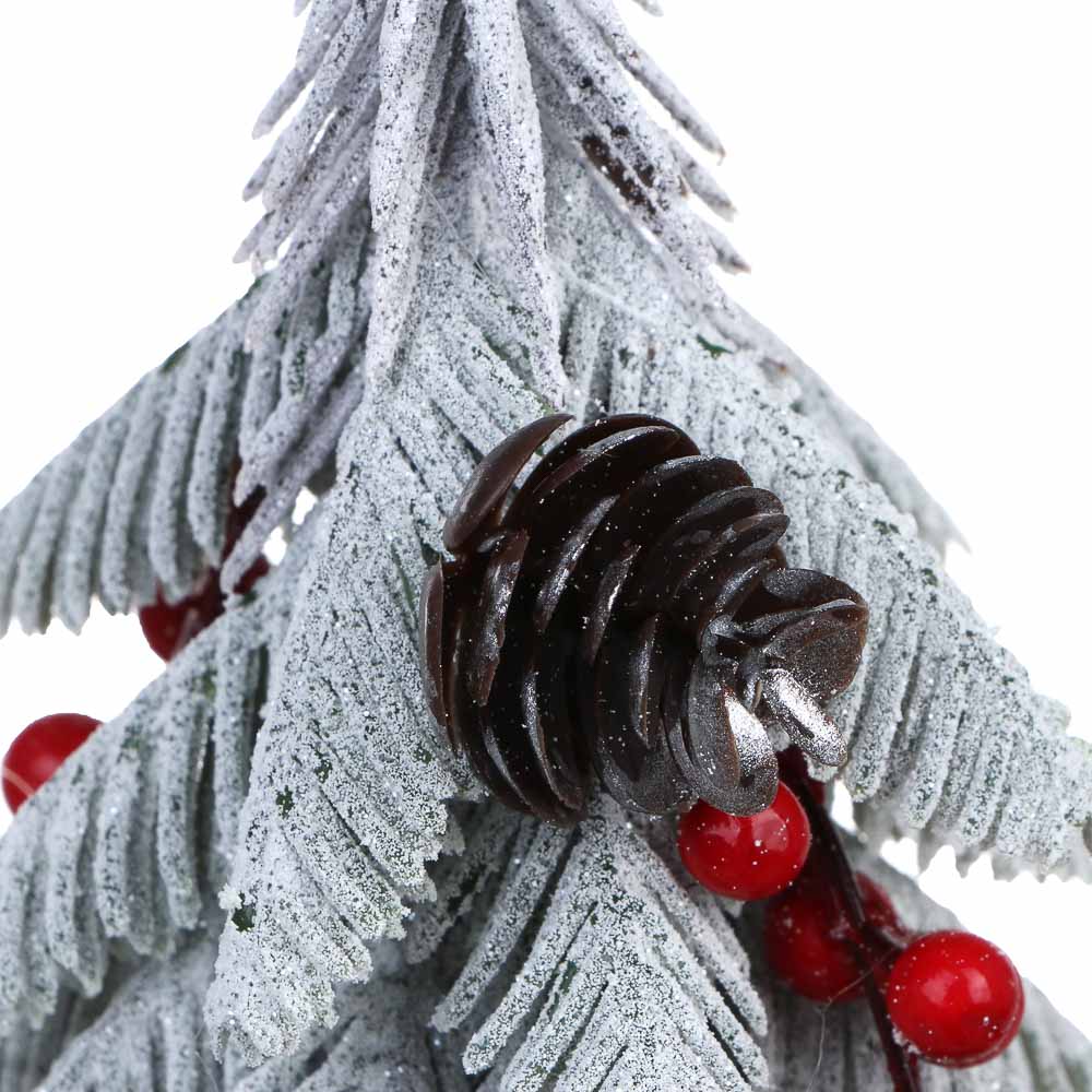 СНОУ БУМ Елочка литая 100% РЕ, шишка, красная ягода, деревянная основа, 21 см, 26-61 - #2