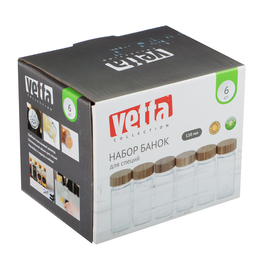 VETTA ЭКО Вуд Набор банок для специй, 6шт., 120мл,стекло, бамбук - #7