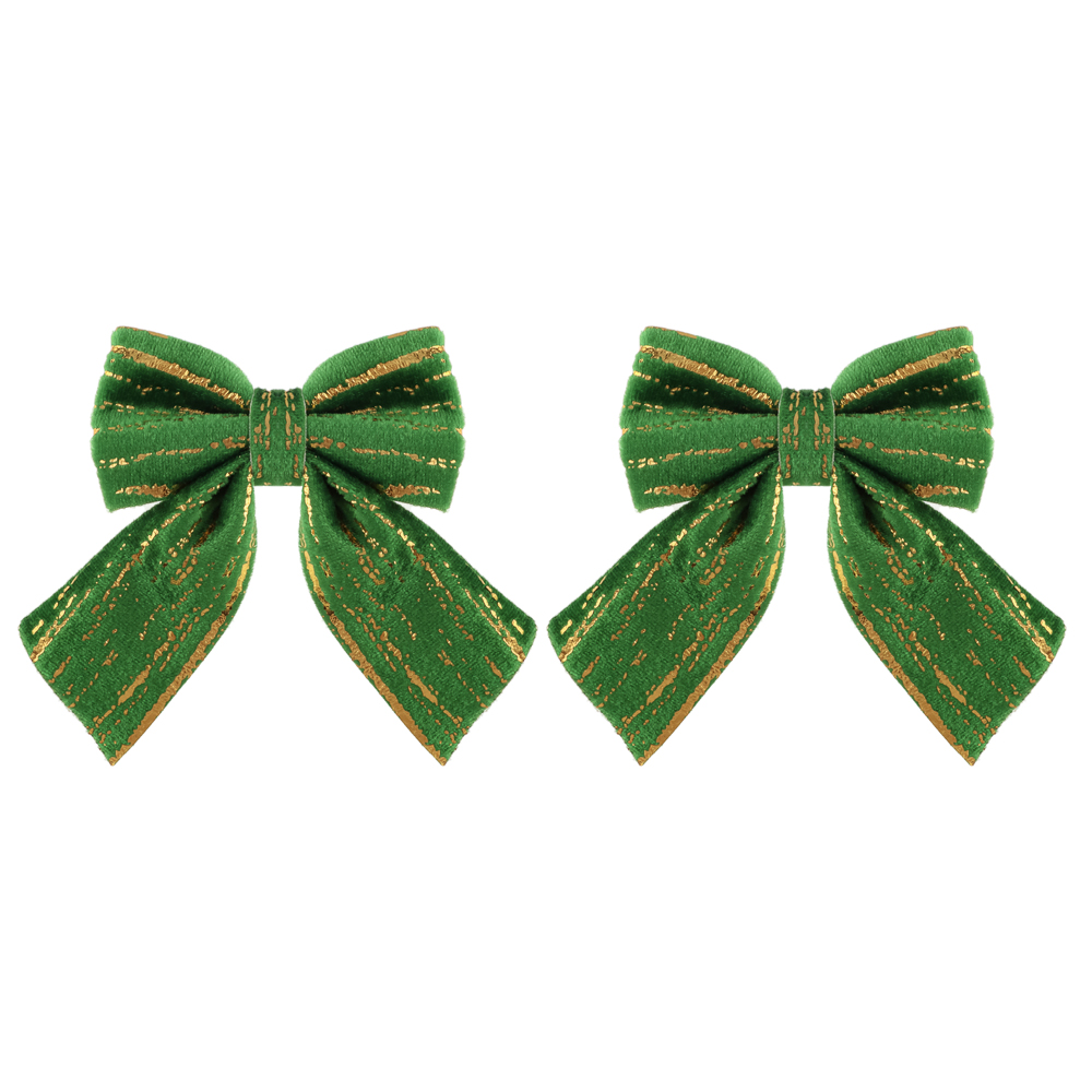 СНОУ БУМ Набор бантов 12x14 см, 2 шт, полиэстер, зеленый - #1