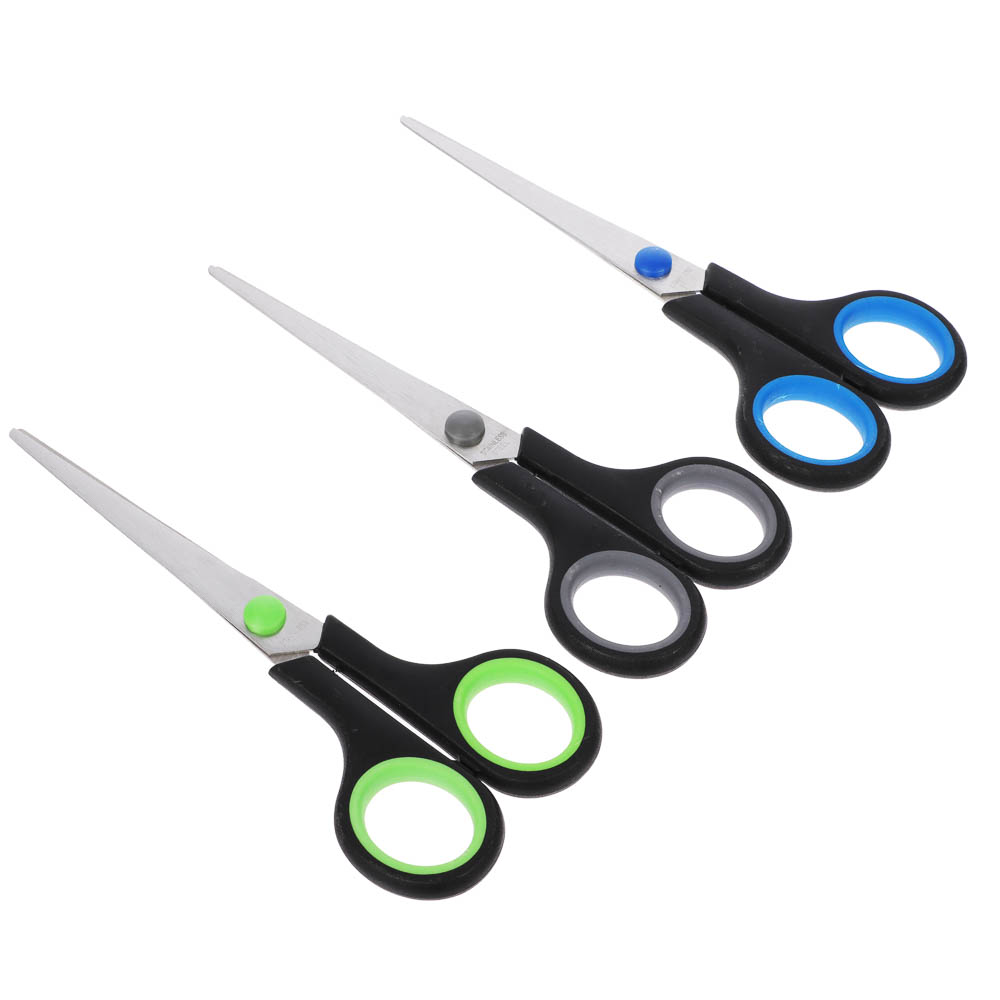 Ножницы канцелярские ClipStudio 16см, двуцветные пласт.ручки, на карточке - #1