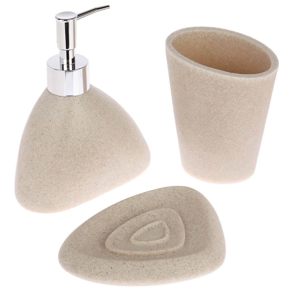 Диспенсер для жидкого мыла тм VETTA Дюна, 300мл, смола (полирезин), бежевый, 13x8x15,5см - #6
