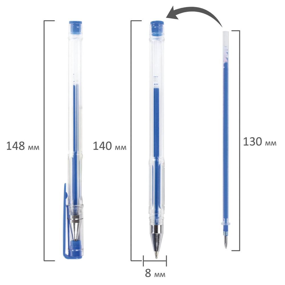 Набор гелевых ручек, 6 цветов, неоновые чернила, прозр. корпус, 0,7 мм, линия письма 0,5 мм, 142798 - #8