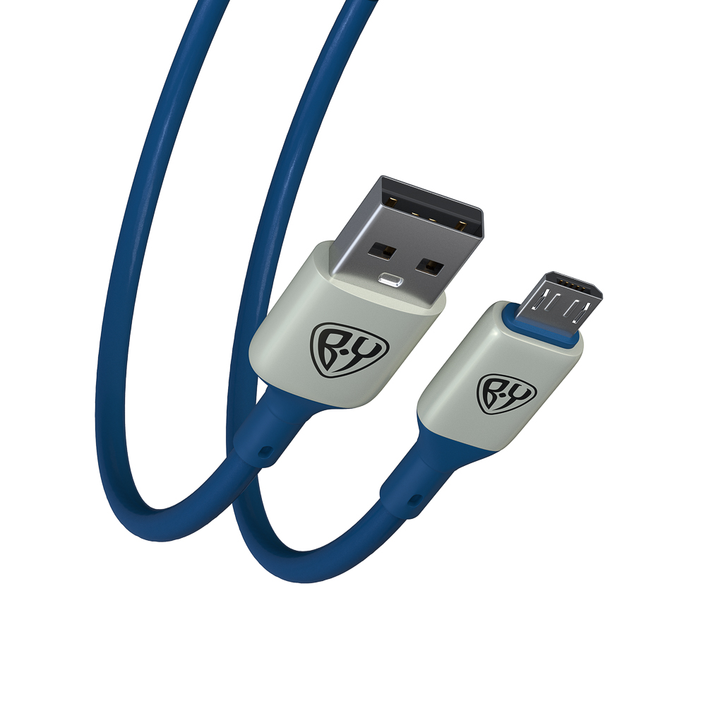 BY Кабель для зарядки Space Cable Pro Micro USB, 1м, Быстрая зарядка QC3.0, штекер металл, синий - #5