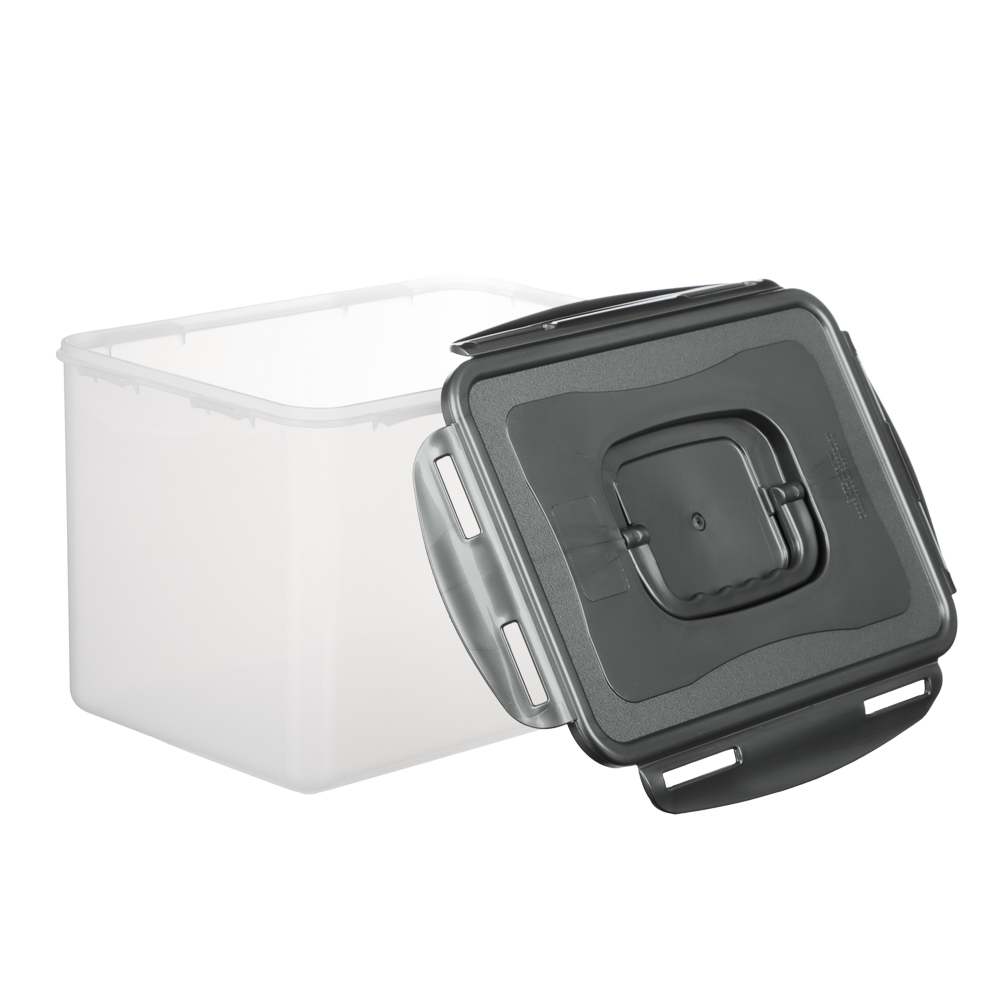 Контейнер герметичный с защелками с ручкой 4,5л, серая крышка, пластик - #5