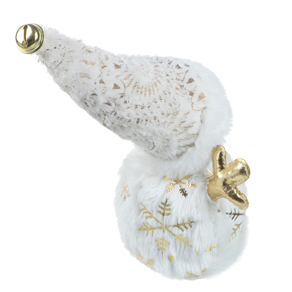 СНОУ БУМ Фигура декоративная "Снеговик" 32,5 см, полиэстер, белый, золото - #4
