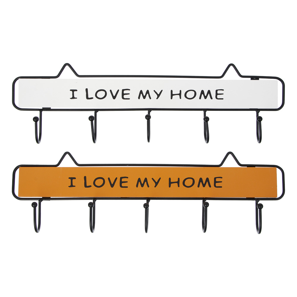 Ключница открытого типа, 5 крючков, 38,5x12см, МДФ, металл, 2 вида - #1