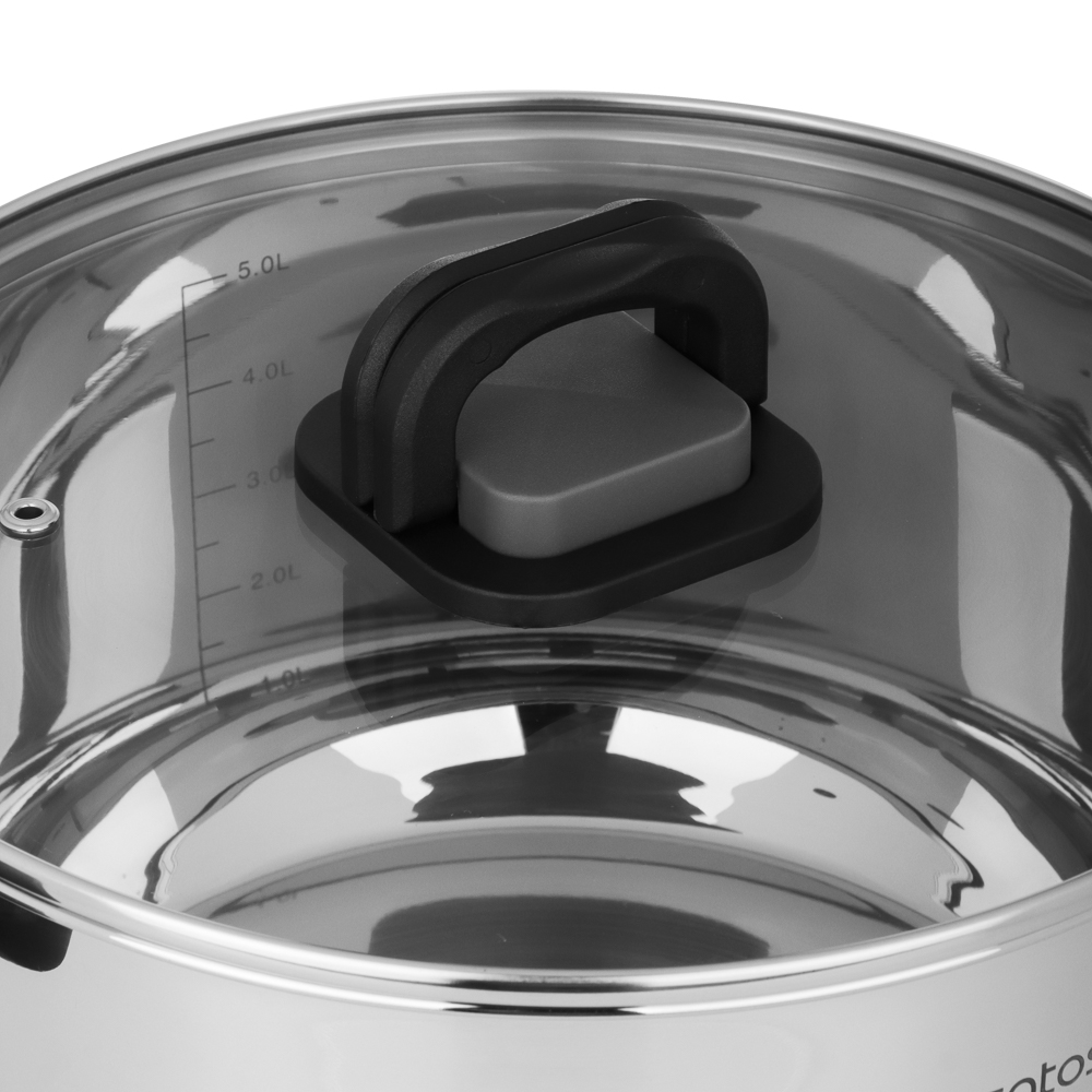 Кастрюля тм SATOSHI Манн 24х13,5см. 6,5л. со стекл. крышкой, индукция - #4