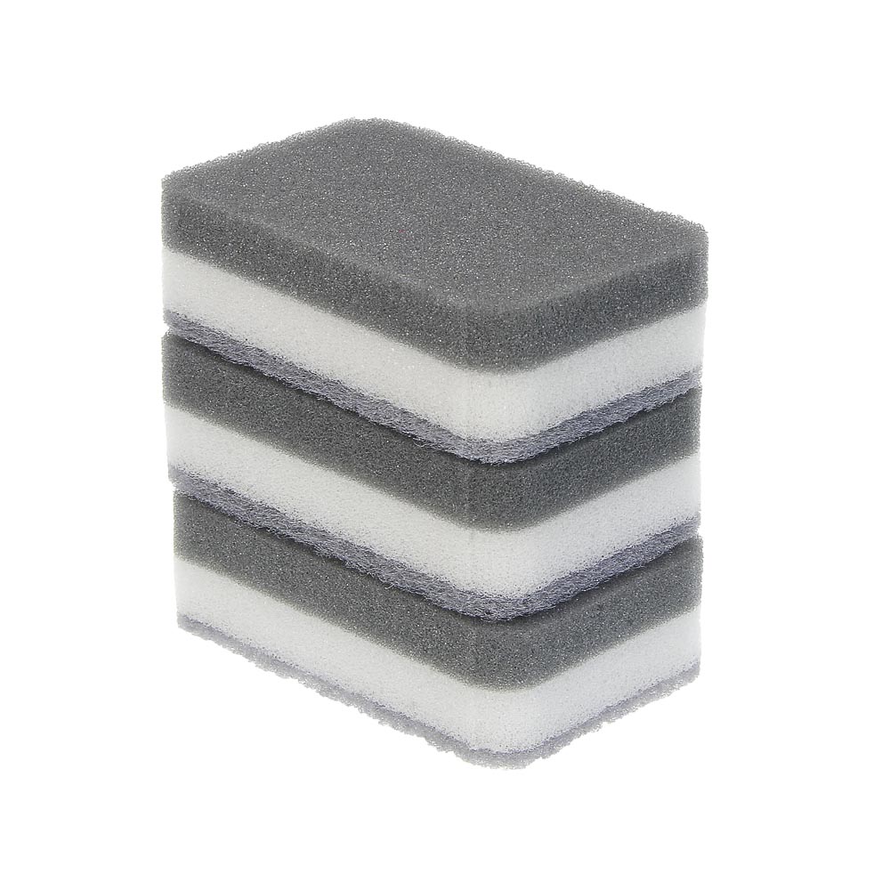 Набор губок 3 шт., тм VETTA, трехслойные, 10,5х6,5х3,3 см, поролон, полиуретан - #6