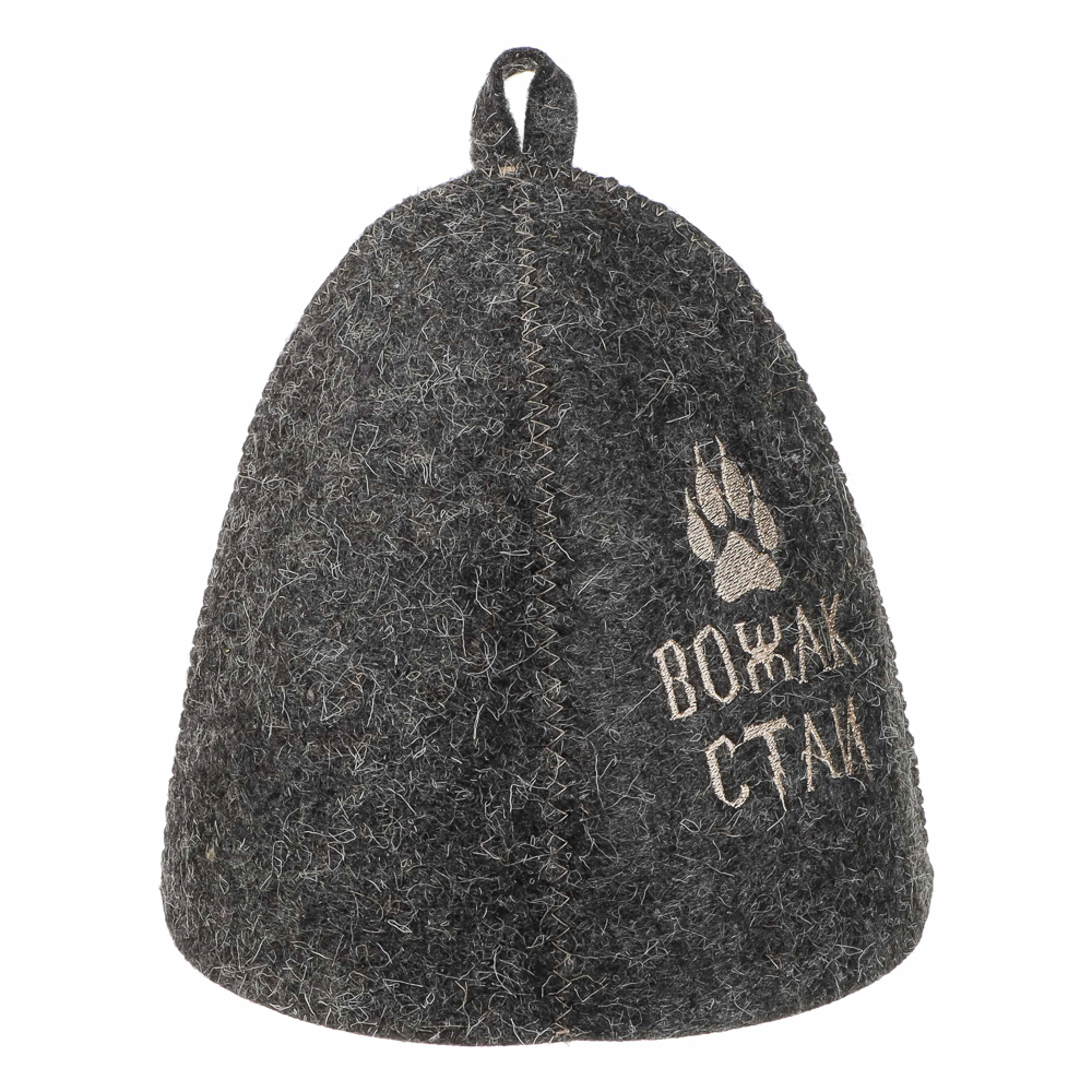 Шапка банная с вышивкой 3 диз. Амонд в асс., войлок серый/белый - #2