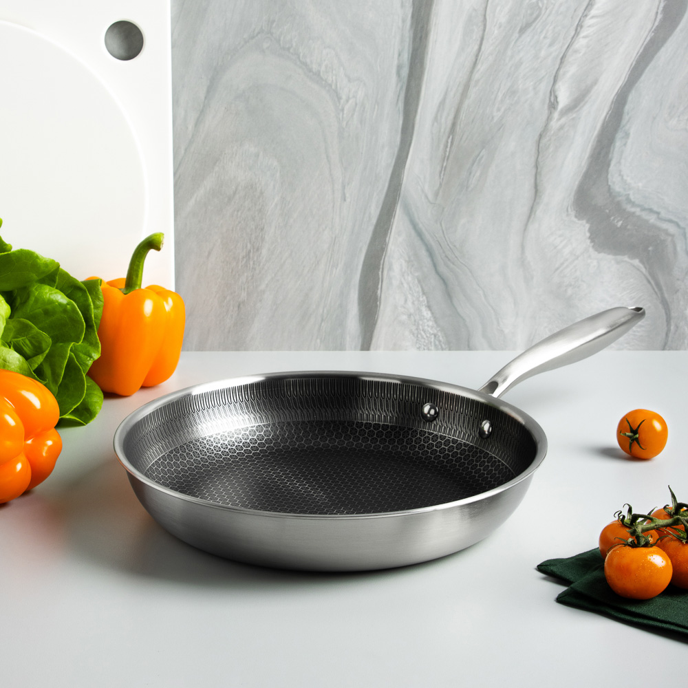 SATOSHI Савона Сковорода Triply 3-х слойная 28х5,3см, нерж.сталь 18/10, антиприг.покр. "соты", инд - #9