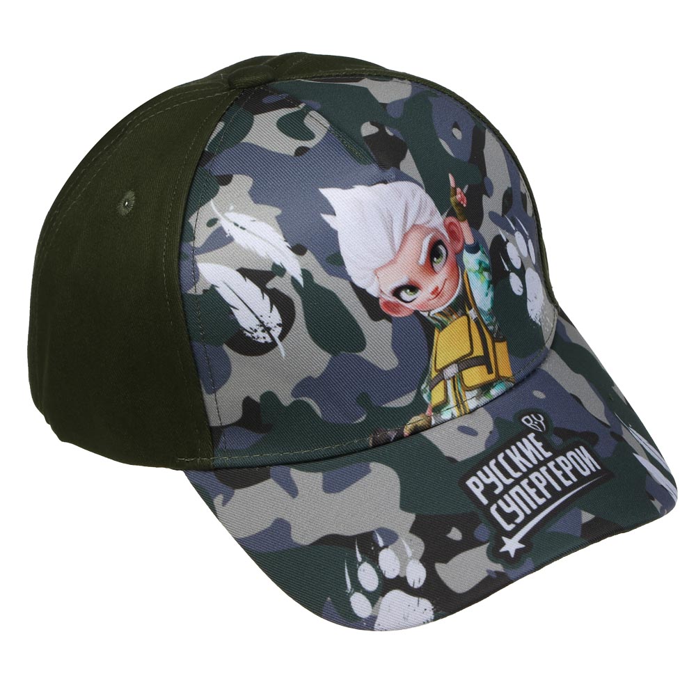 BY Русские Супергерои Кепка детская р.54, 50% хлопок, 50% полиэстер, цвет хаки, дизайн Леший - #1