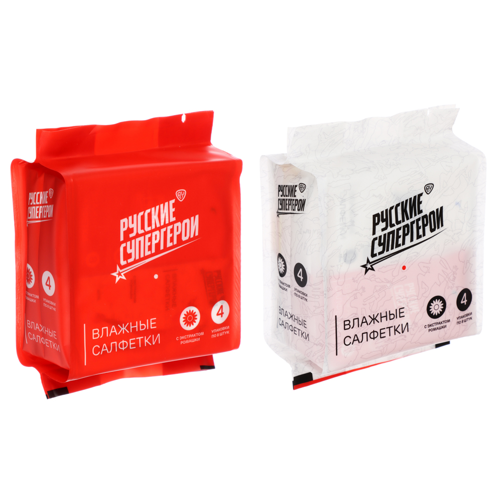 BY Русские Супергерои Влажные салфетки, мини, 4 упаковки по 8 шт - #1