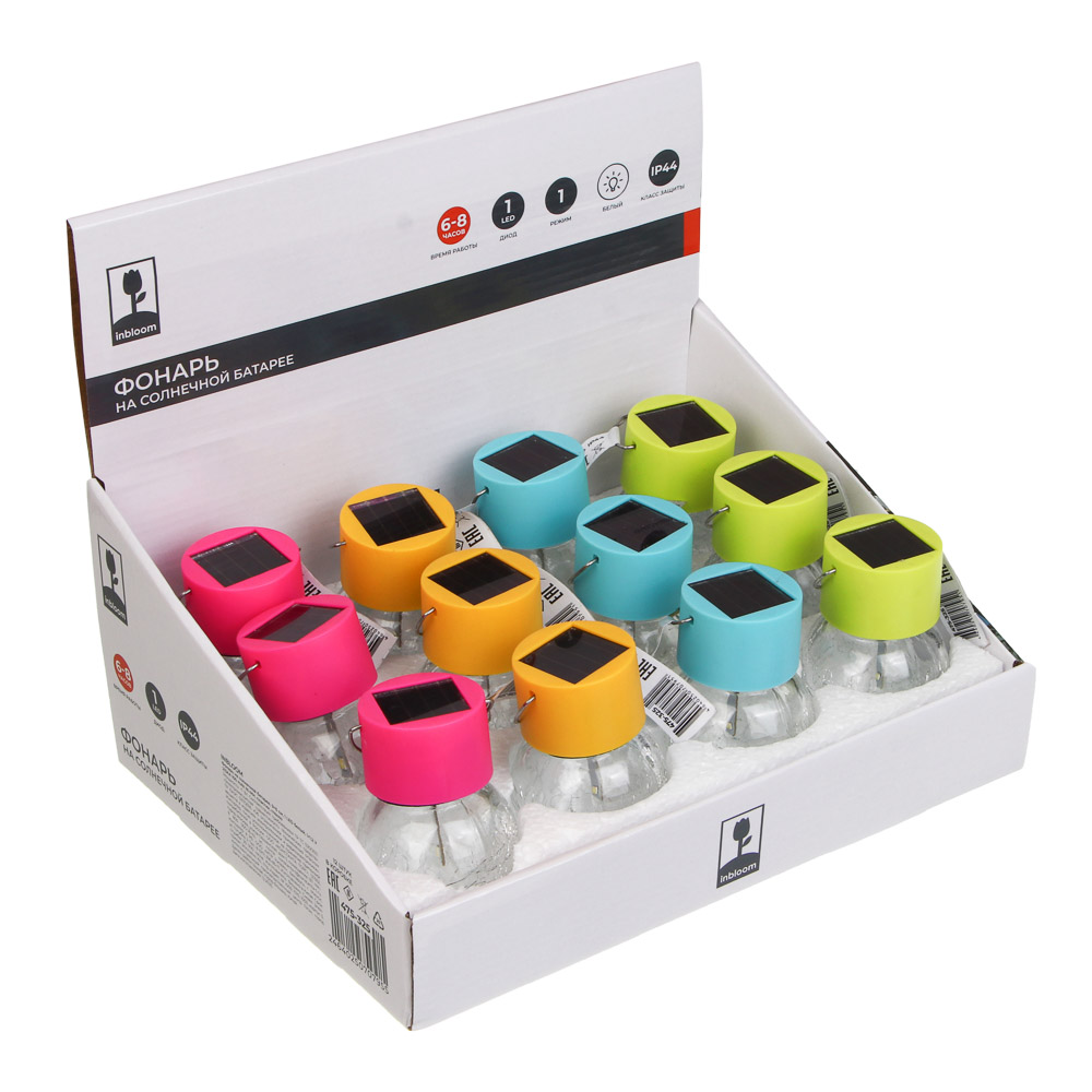INBLOOM Фонарь на солн.батарее 9х6см 1LED белый, 1x1.2v 2/3AA 100mAh Ni-MH, пластик, стекло - #6