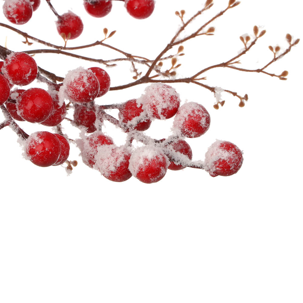 СНОУ БУМ Ветка с заснеженными ягодами 52 см, металл, пластик - #2