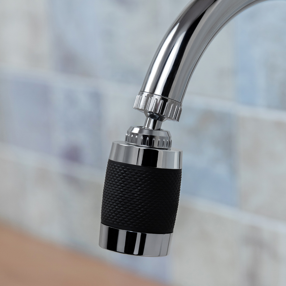 Аэратор-насадка для смесителя с фильтром, 2 режима, хром/черный - #14