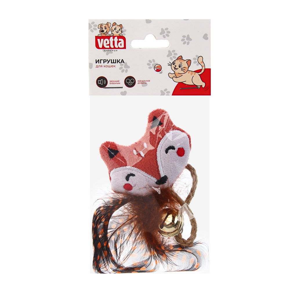 Игрушка для кошек тм VETTA, лисичка с пером, п/э, 25см - #5