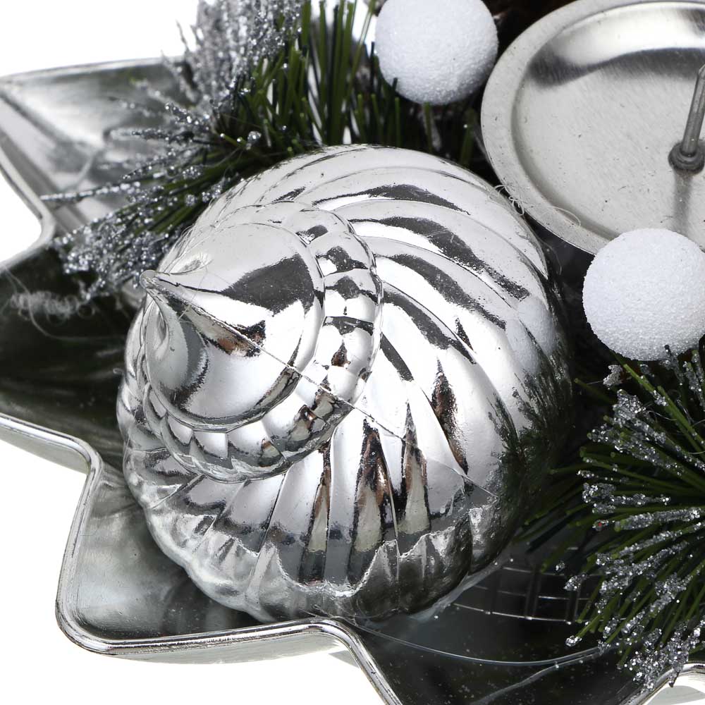 СНОУ БУМ Подсвечник с декором 17x17x6 см, пластик, металл, пенопласт - #5