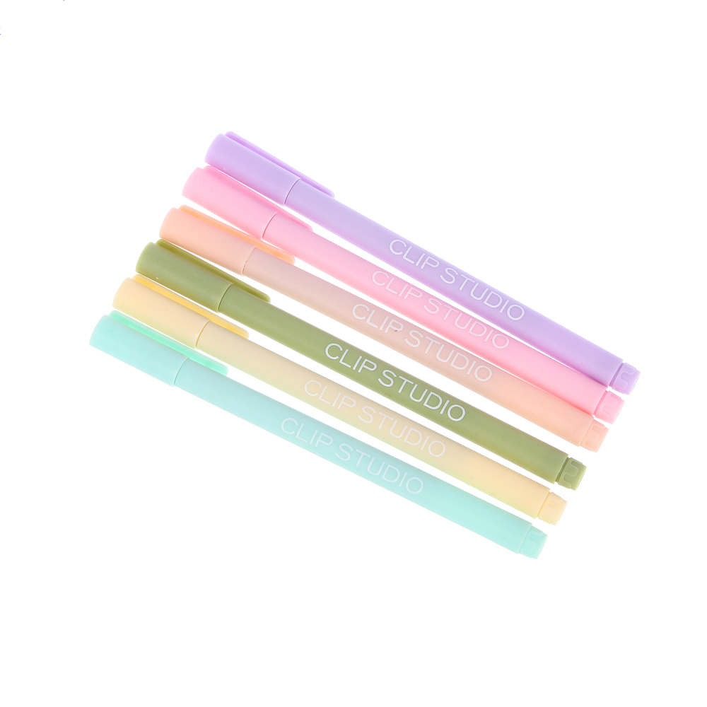 Набор гелевых ручек ClipStudio 6 пастельных цветов, наконечник 0,5 мм, в ПВХ пенале с подвесом - #1