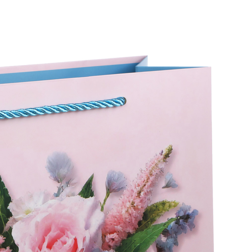 Пакет подарочный бумажный тм LADECOR, L 26x32x10 см, "Цветы" арт 3, 4 дизайна - #3