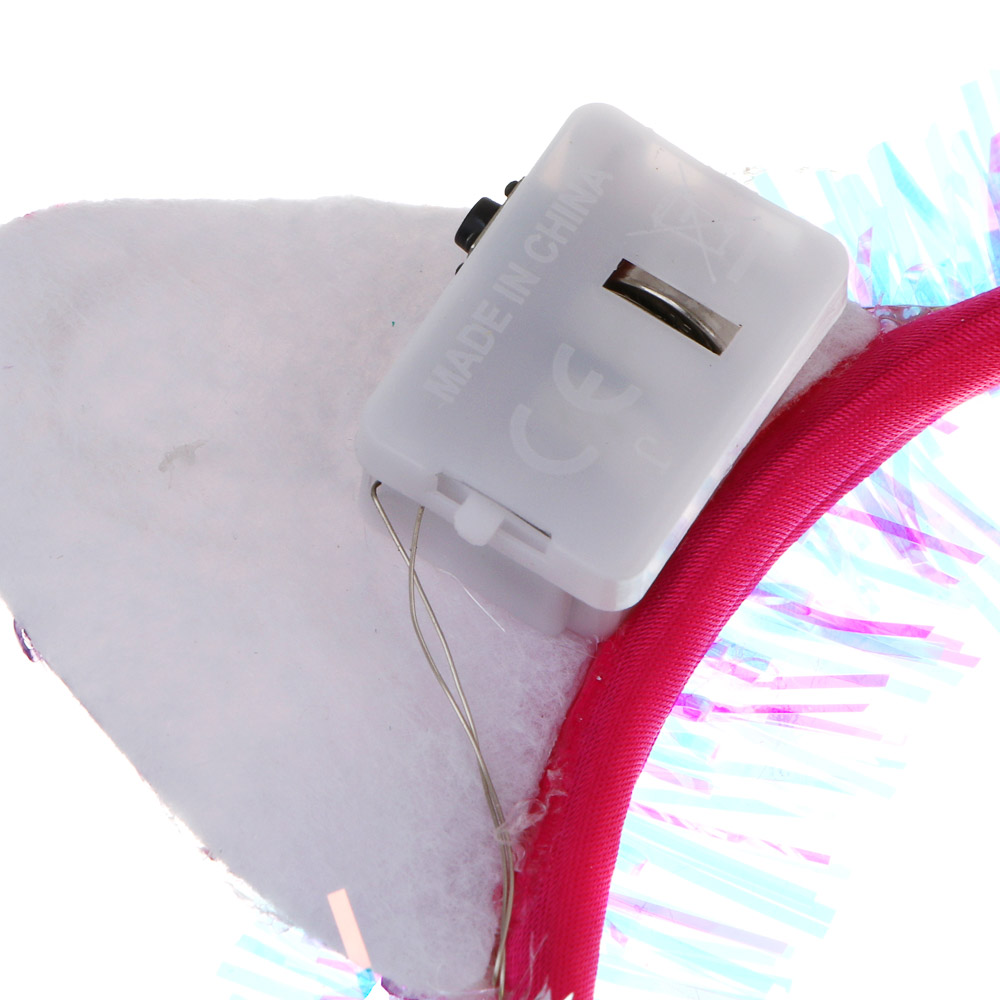 СНОУ БУМ Ободок светящийся с ушками, LED, диаметр 11,5см, пластик, полиэстер, 3хAG13, 3 реж., 4 диз. - #6