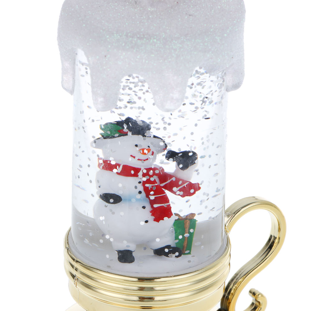 СНОУ БУМ Светильник декор. LED в виде свечи со снегом, 8х6,5x16см, PC,ABS, вода, 3хAG13, 1реж.,3диз. - #3