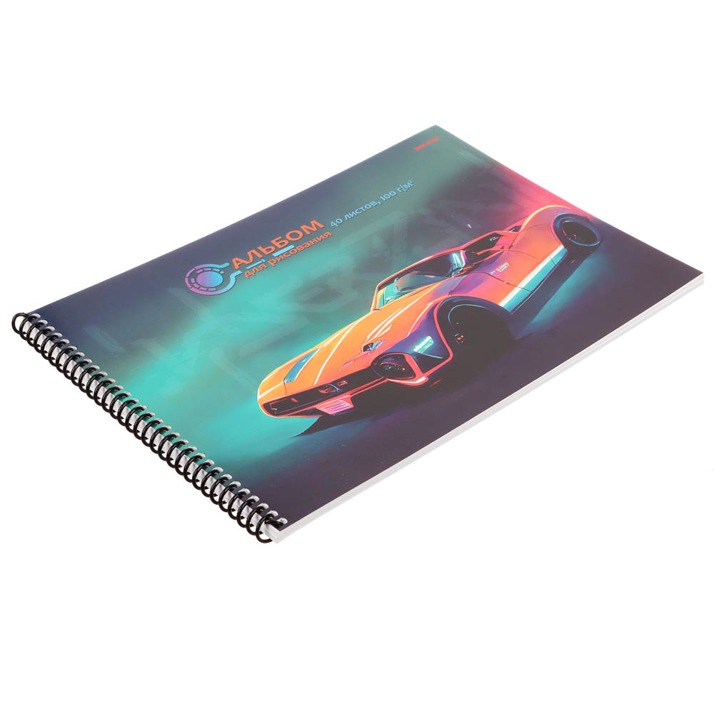Альбом для рисования A4 40л., офсет 100г/м2, обл.картон, спираль, микс - #7