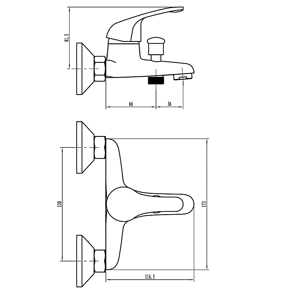 СоюзКран Смеситель для ванны с душем, короткий излив, керам. картридж 35мм, хром, цинк, SK07-M102 - #6