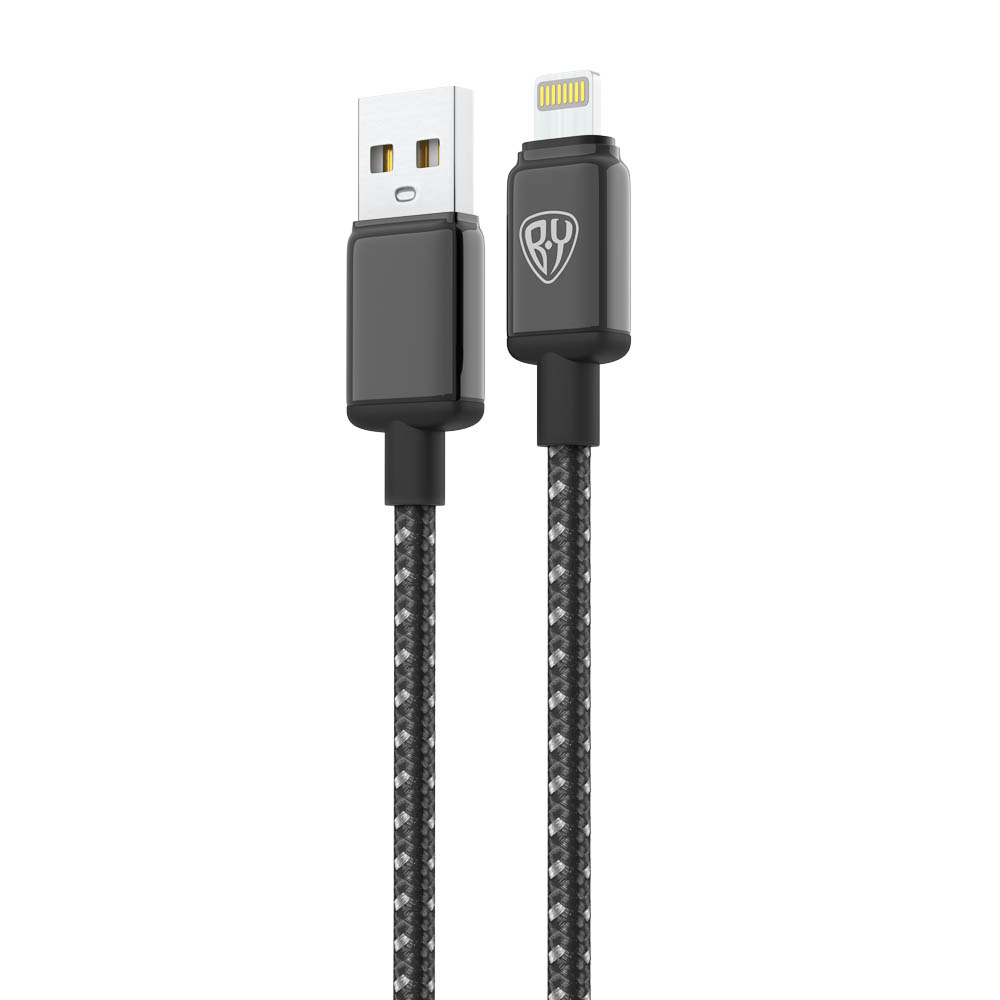 Кабель для зарядки USB(A)-iP BY ZINC, 12Вт, 1 м, 2.4A, нейлон, цинк. кон.,чёрный - #3