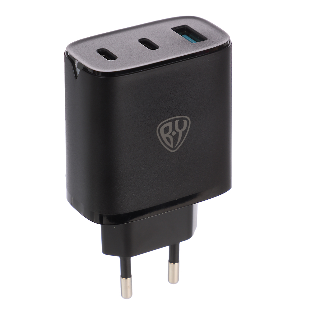 BY Зарядное устройство MaxPower 65Вт, USB-A, 2xType-C 110-240 В, 50-60 Гц, пластик, чёрный - #3