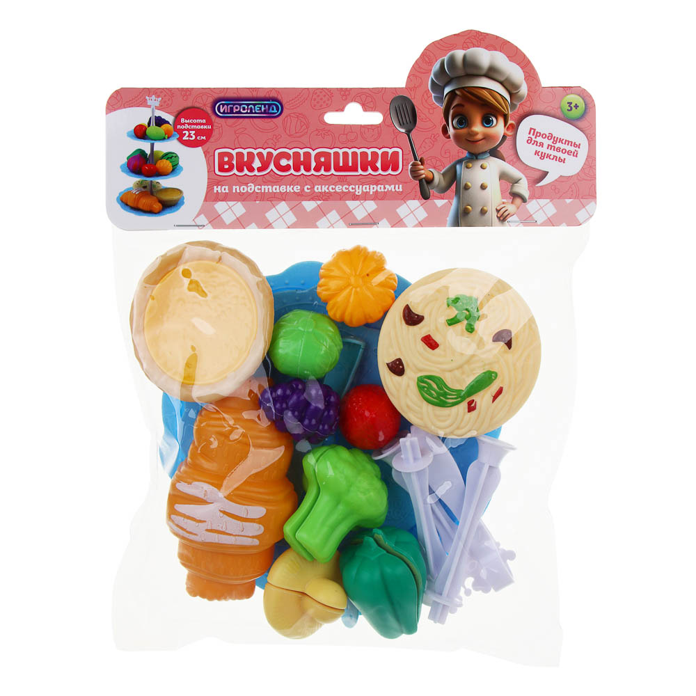 ИГРОЛЕНД Продукты на подставке "Вкусняшки", с аксессуарами в пакете, PP, PVC,21х26 см, 3 диз - #3