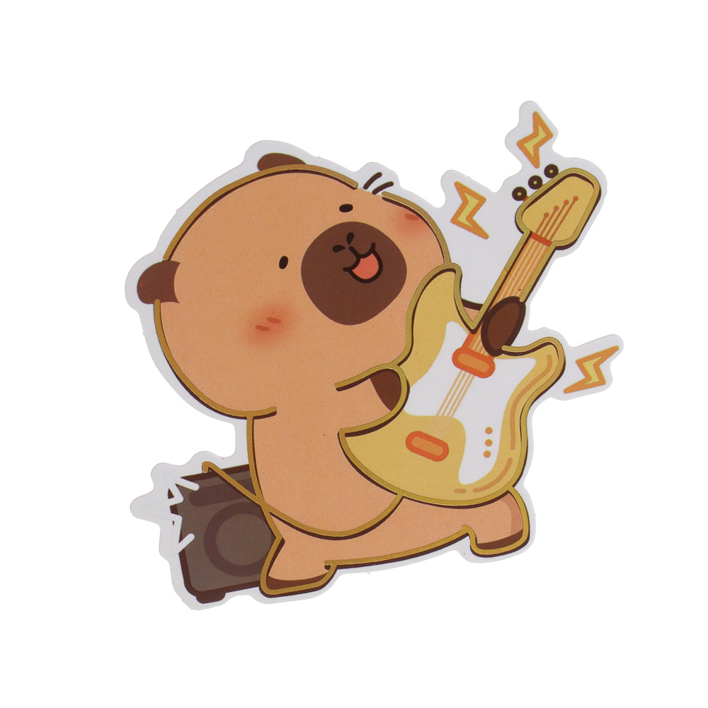 Набор канцелярский "Капибара", наклейки 4 листа, линейка 15см, брелок, пластик, бумага, 6 дизайнов - #4