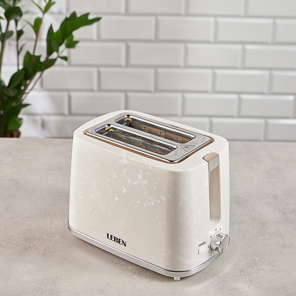 LEBEN Тостер, 900Вт, 2 отдела, белый мрамор, 220-240В - #9