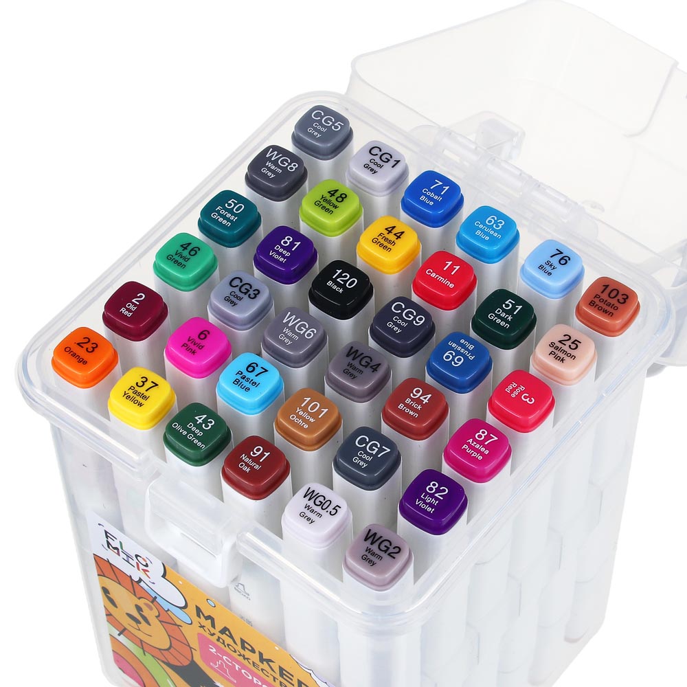FLOMIK Набор маркеров худож., 36 цветов, 2-сторонний (скошенный 6мм + круглый 2мм), в пластик.боксе - #3