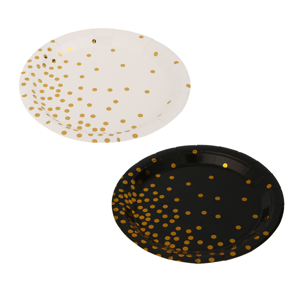 Fntastic Набор тарелок одноразовых, 6 шт, 18 см, бумага, белый, черный - #1