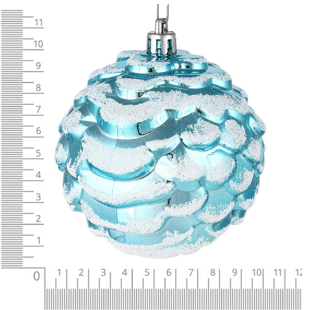 СНОУ БУМ Набор формовых шаров с рисунком 4шт 8см, голубой, пластик - #2