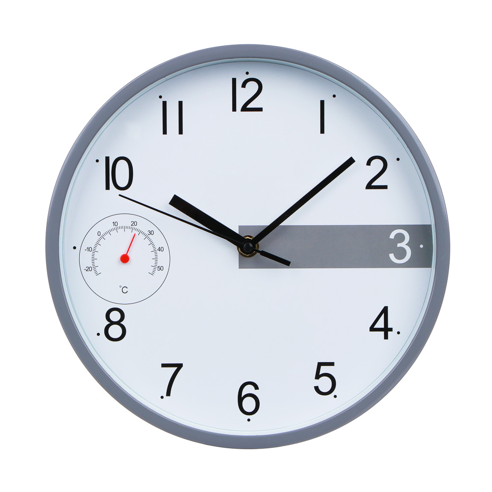 LADECOR CHRONO Часы настенные круглые, пластик, 24,6х24,6х4,2 см, 1xАА, цвет окантовки серый - #1