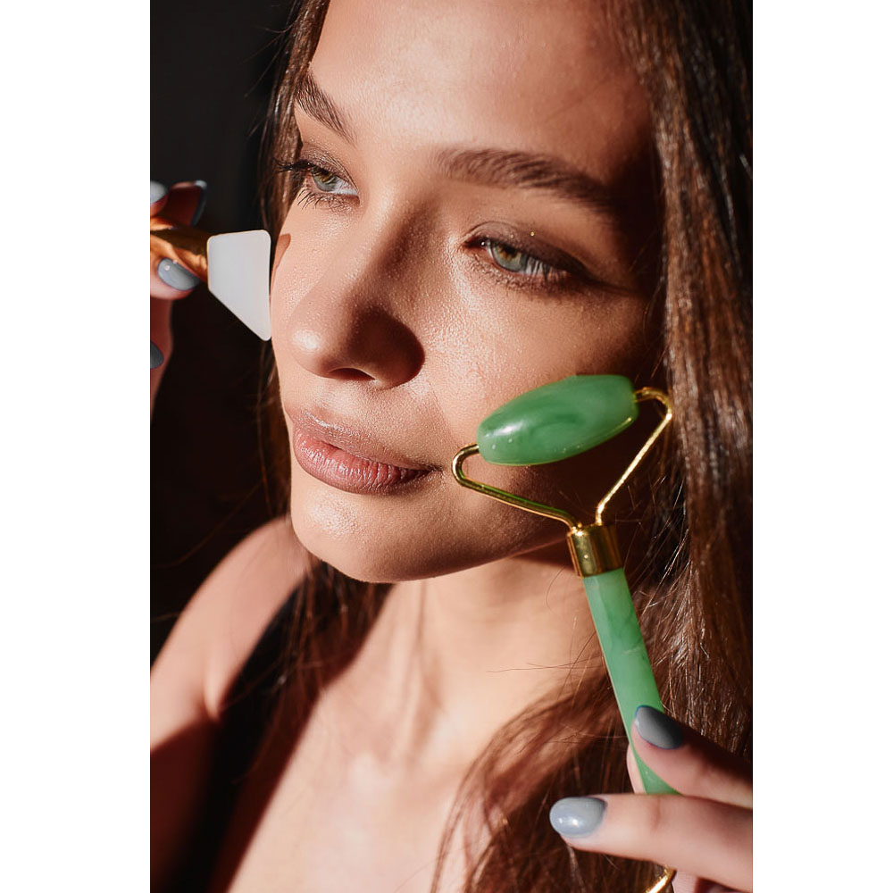 ЮL Набор: массажный роллер + скребок Гуаша + кисть для косметических процедур, 3 цвета, ПР-21 - #7