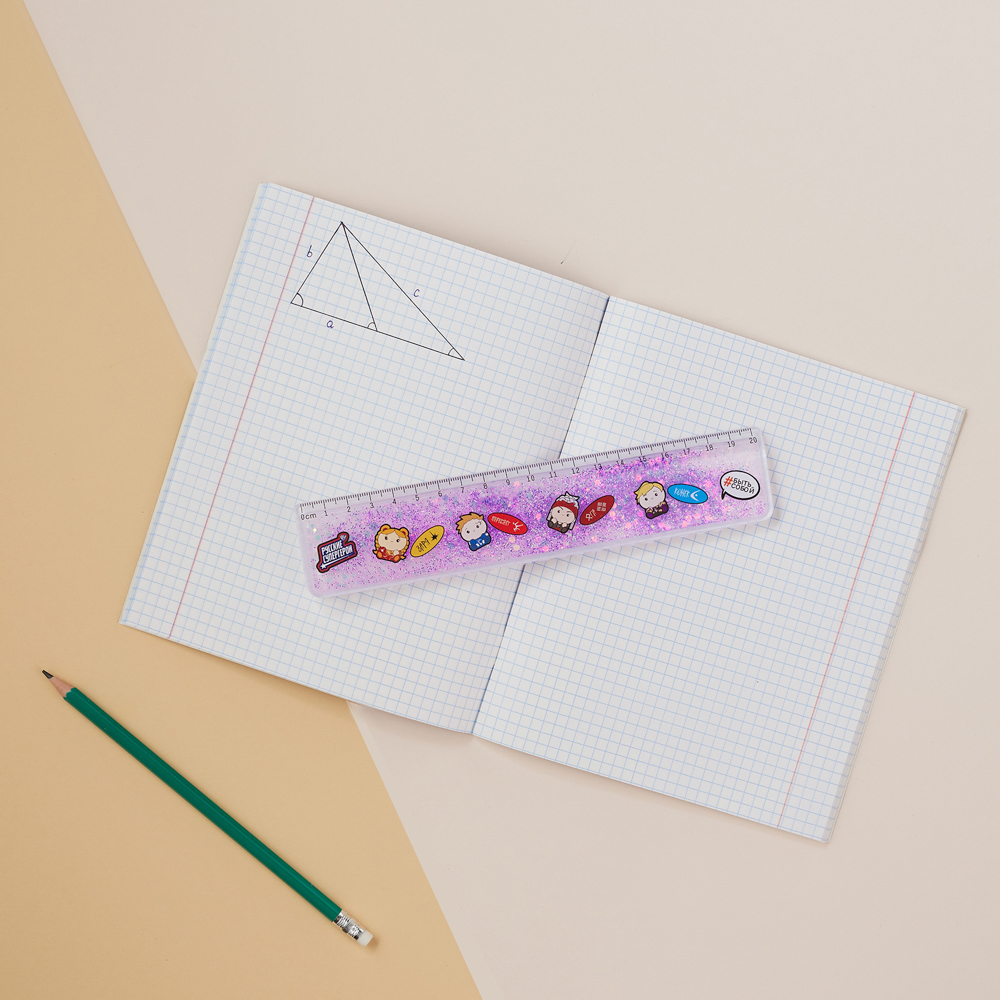 BY Русские Супергерои Линейка 20 см, принт, подвижные блестки в геле, "Кавай", 4 цвета - #9