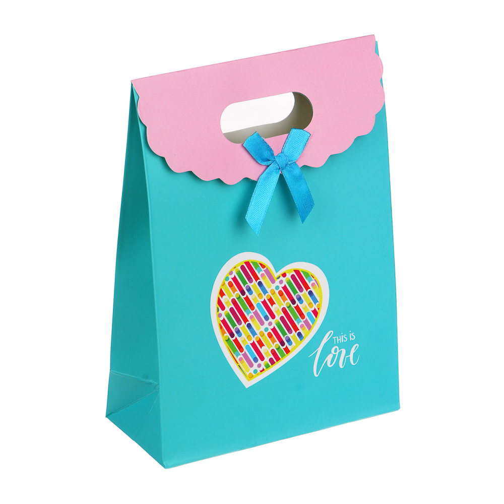 LADECOR Пакет-конверт, подарочный, с бантом, бумажный, 14,5x6x21 см, 3 дизайна, Сердца - #2