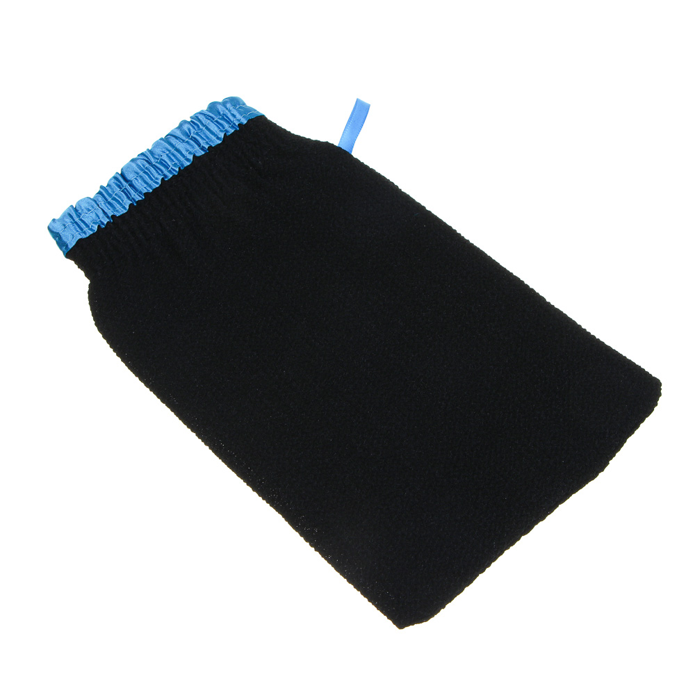 ЮL Мочалка скрабер кесе для пилинга жесткая, полиэстер, 22х14см, черная, МЭ24-05 - #2