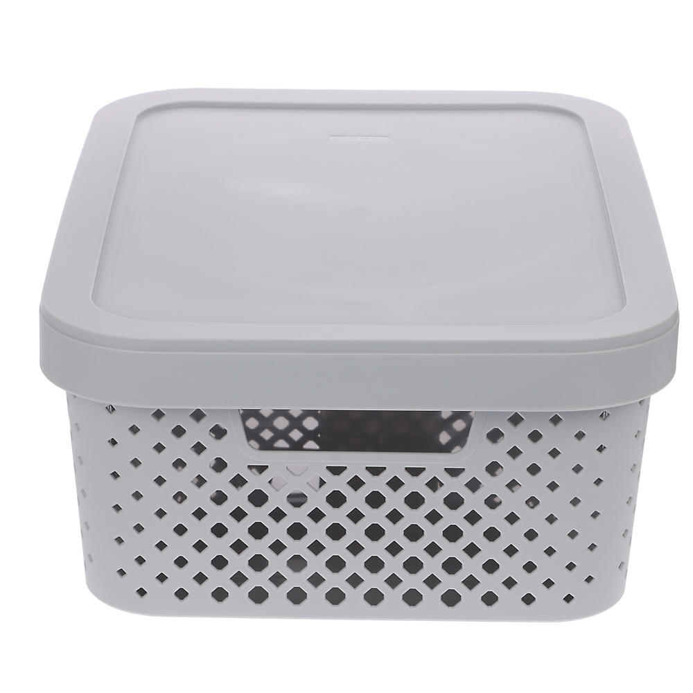 Корзинка для хранения с крышкой Plast Team STOCKHOLM, 10 л серый шторм - #3