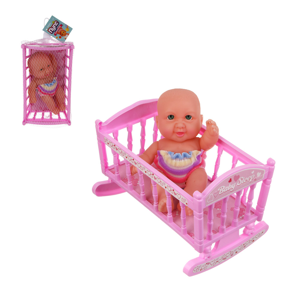 Пупс в кроватке 16 см, PVC, ABS, PP, тм ИГРОЛЕНД - #1