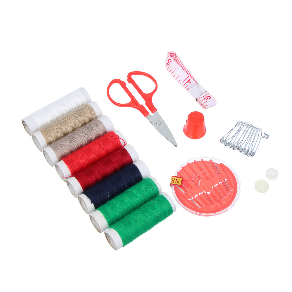 Набор швейных принадлежностей 15 пр. в пластик боксе (нитки, иголки, ножницы, сантиметр и т.д.) - #5