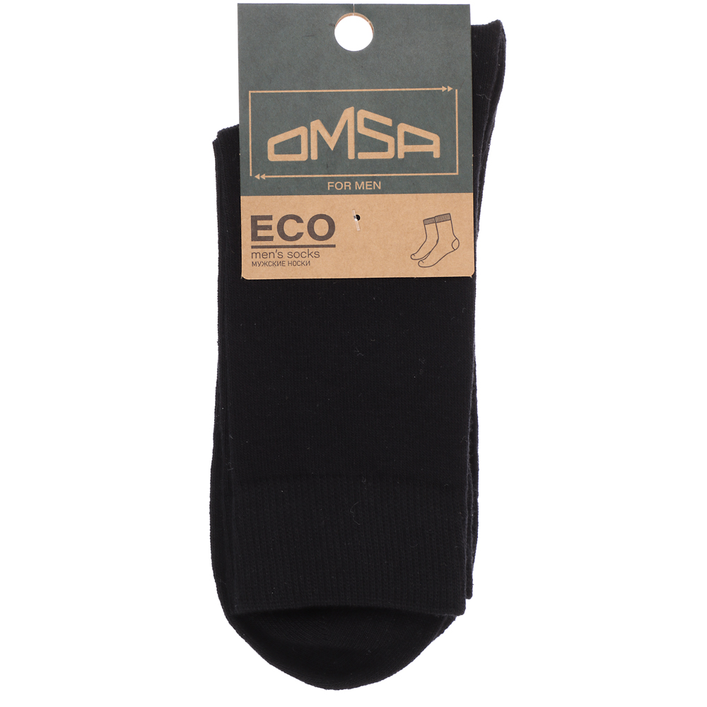 OMSA ECO 403 Носки мужские высокие, р.45-47, 80% хлопок, 15% полиамид, 5% эластан, черный - #4
